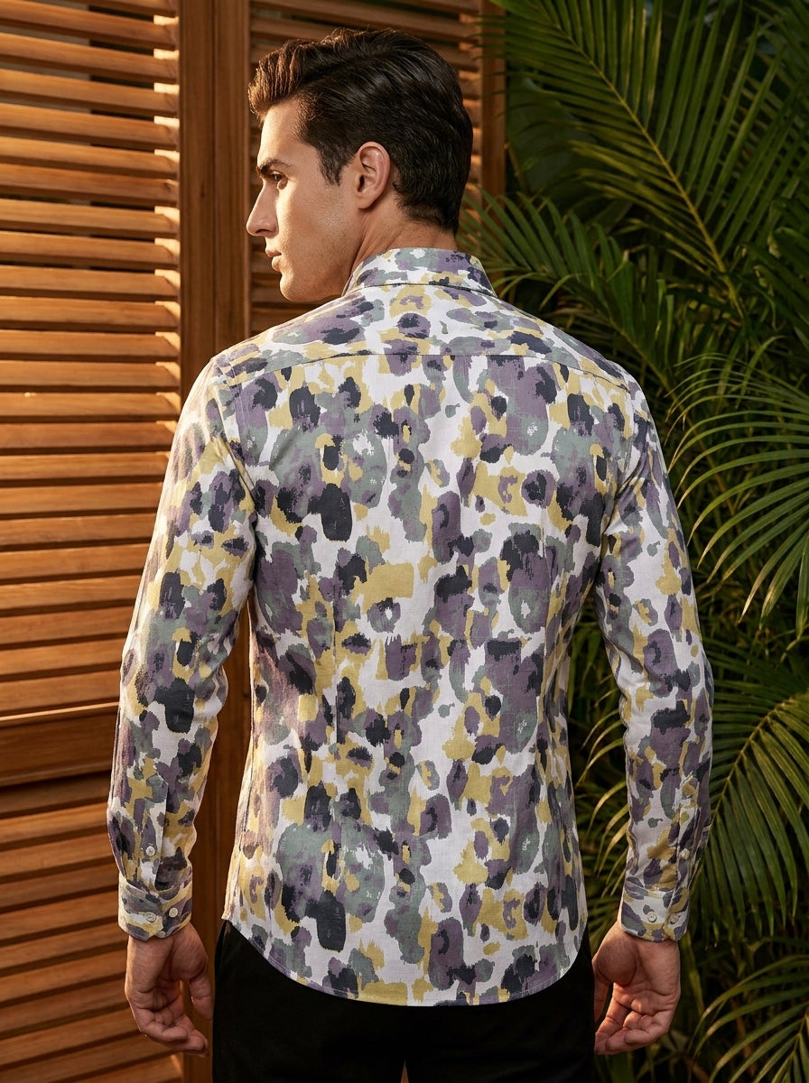 Purple Abstract  Printed Full Sleeve Shirt