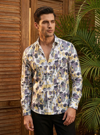 Purple Abstract  Printed Full Sleeve Shirt