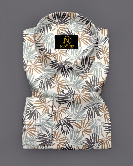Multicolor Leaf Printed Full Sleeve Shirt
