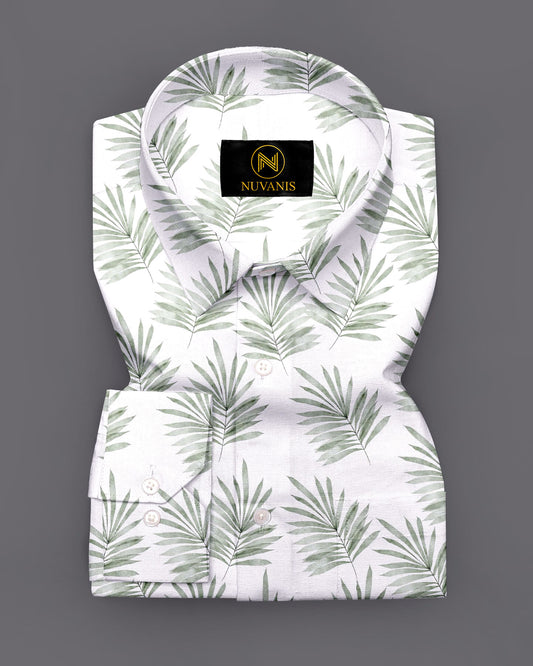 Olive Leaf Printed Full Sleeve Shirt