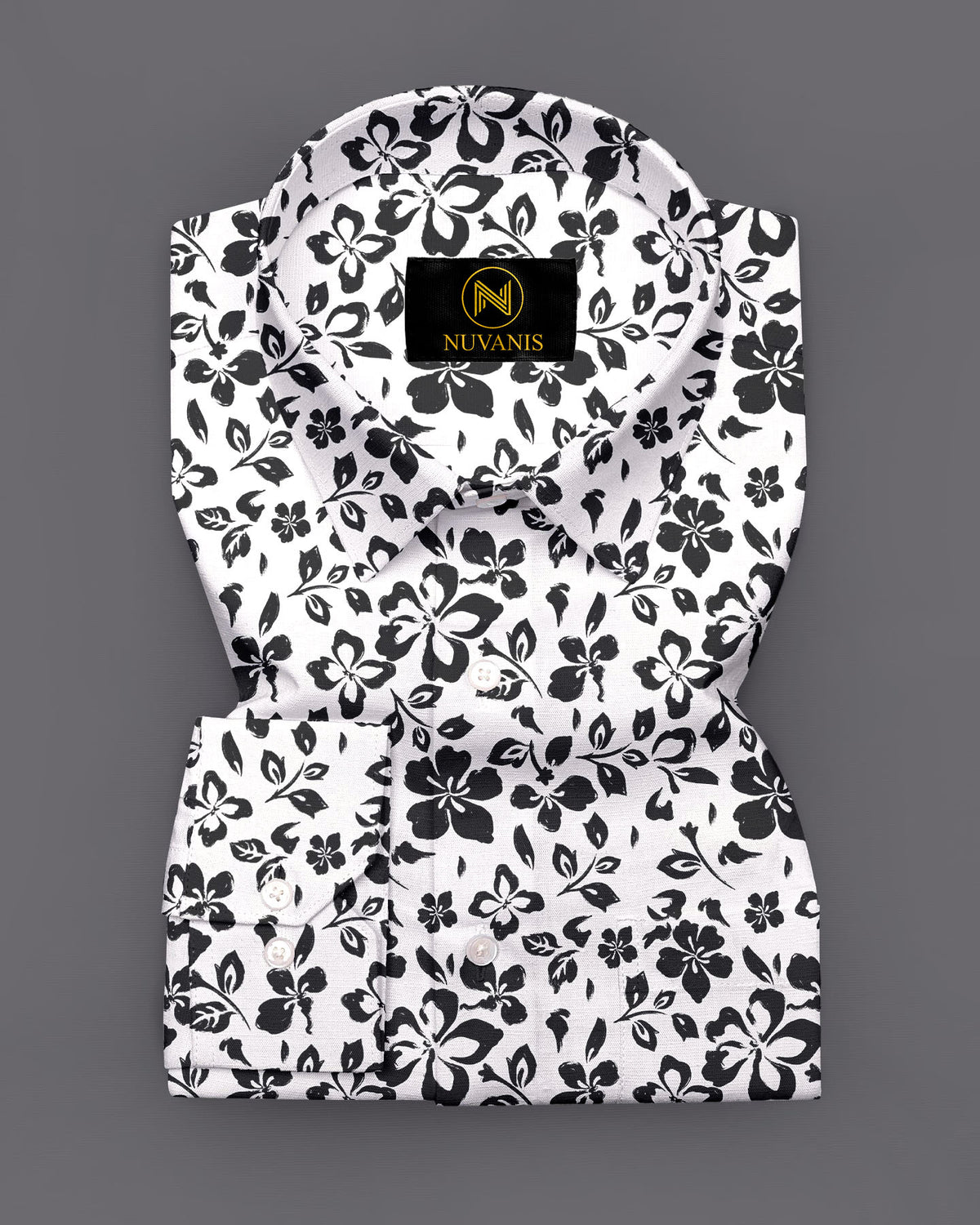 Black Flower Printed Full Sleeve Shirt