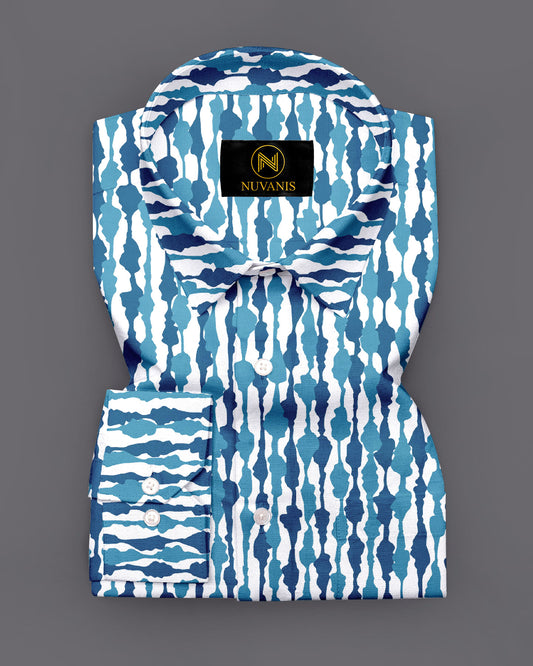Blue And Navy Printed Full Sleeve Shirt