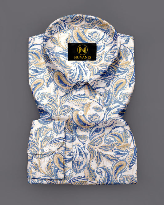 Blue Paisley Printed Full Sleeve Shirt