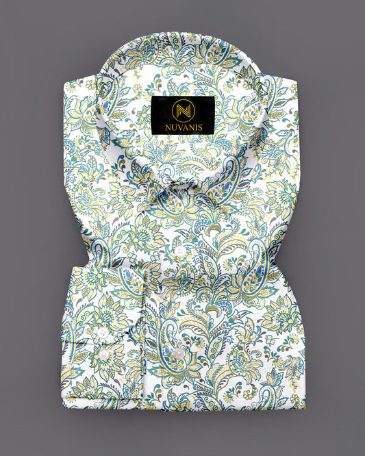 Green Paisley Printed Full Sleeve Shirt