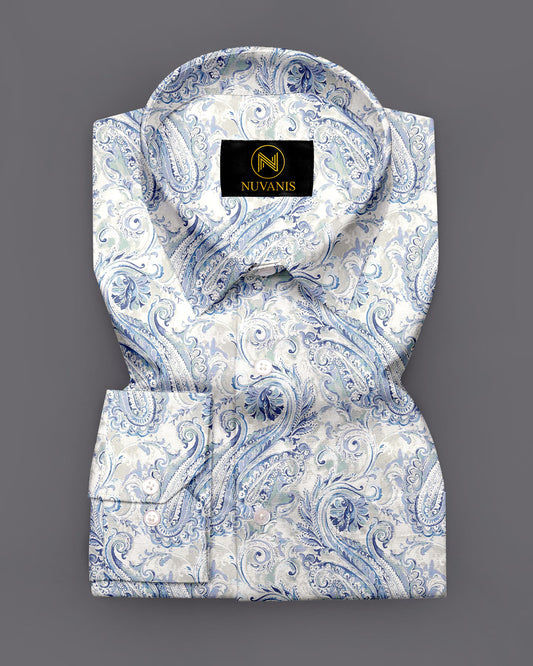 Grey Paisley Printed Full Sleeve Shirt