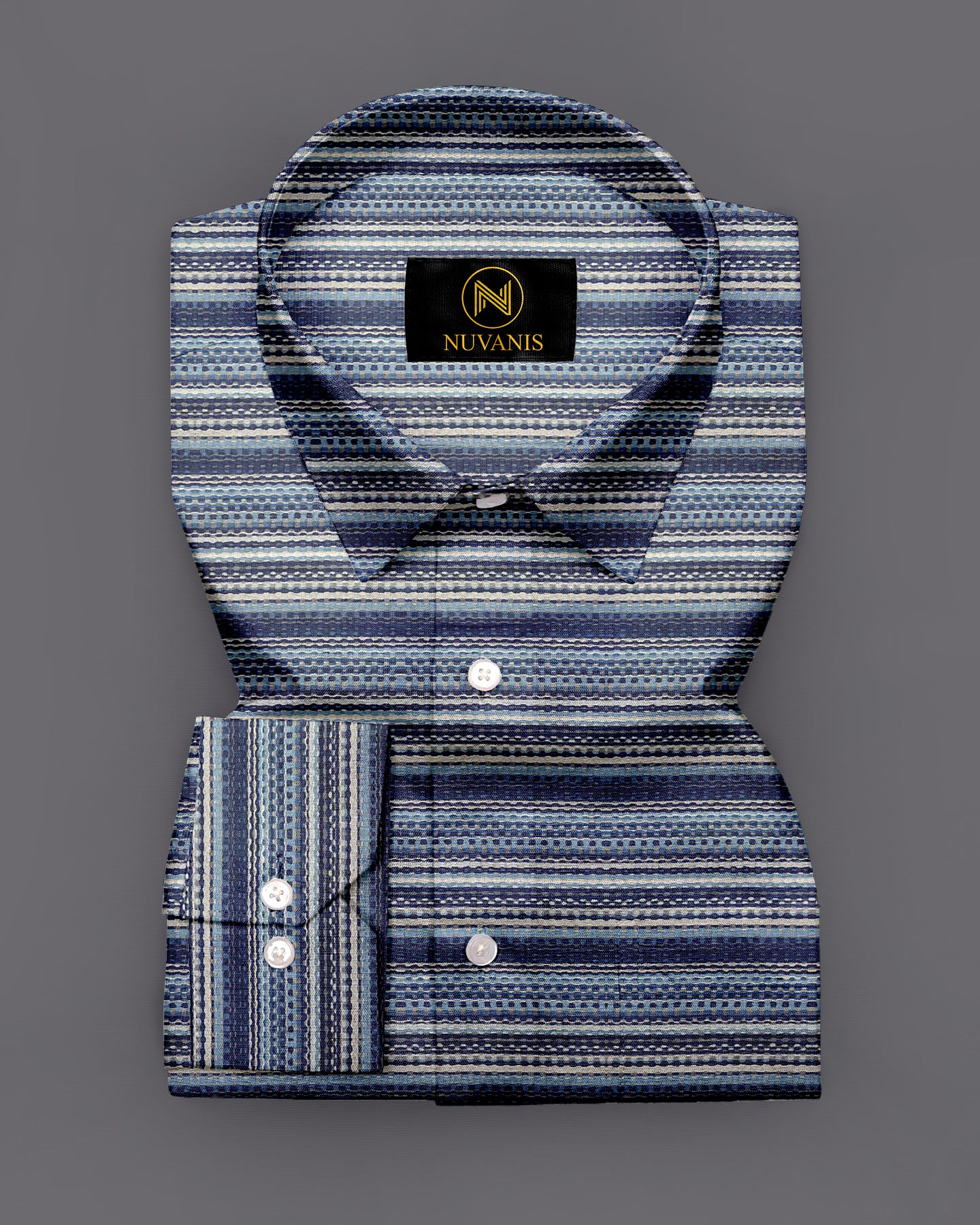 Blue Stripe Pattern Printed Designer Full Sleeve Shirt