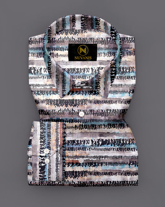 Multicolor Stripe Pattern Printed Designer Full Sleeve Shirt