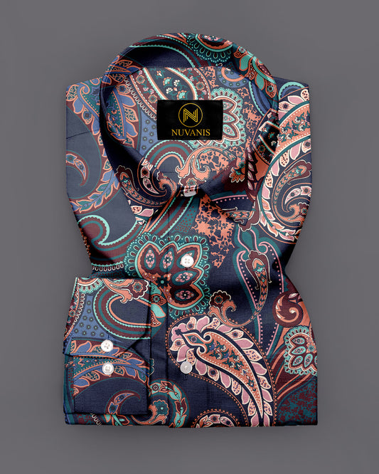 Multi Color Paisley Printed Designer Full Sleeve Shirt