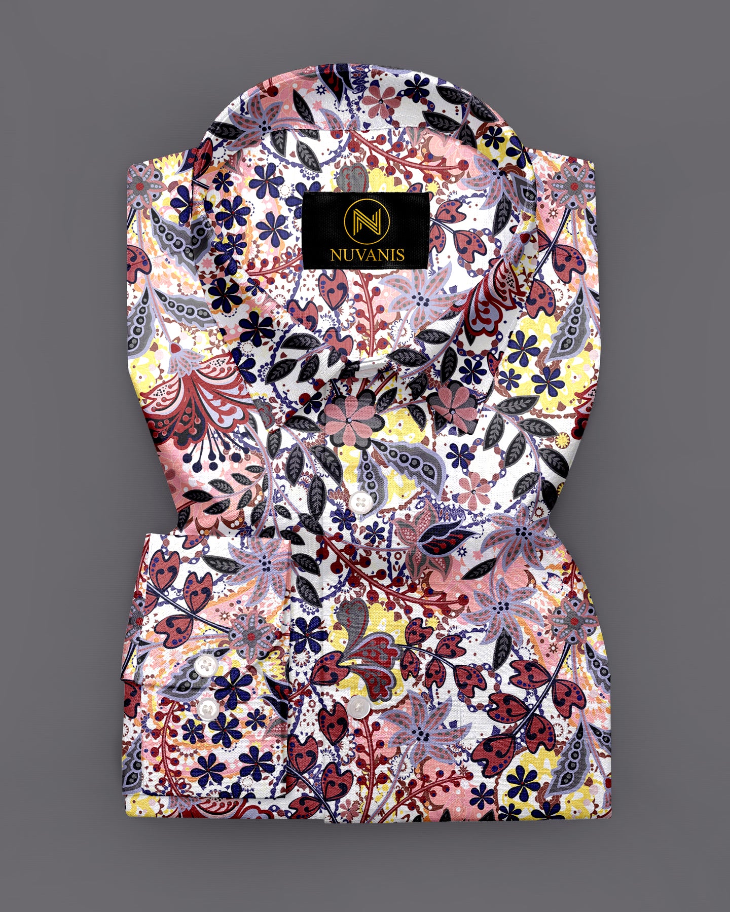 Marron Flower Printed Full Sleeve Shirt