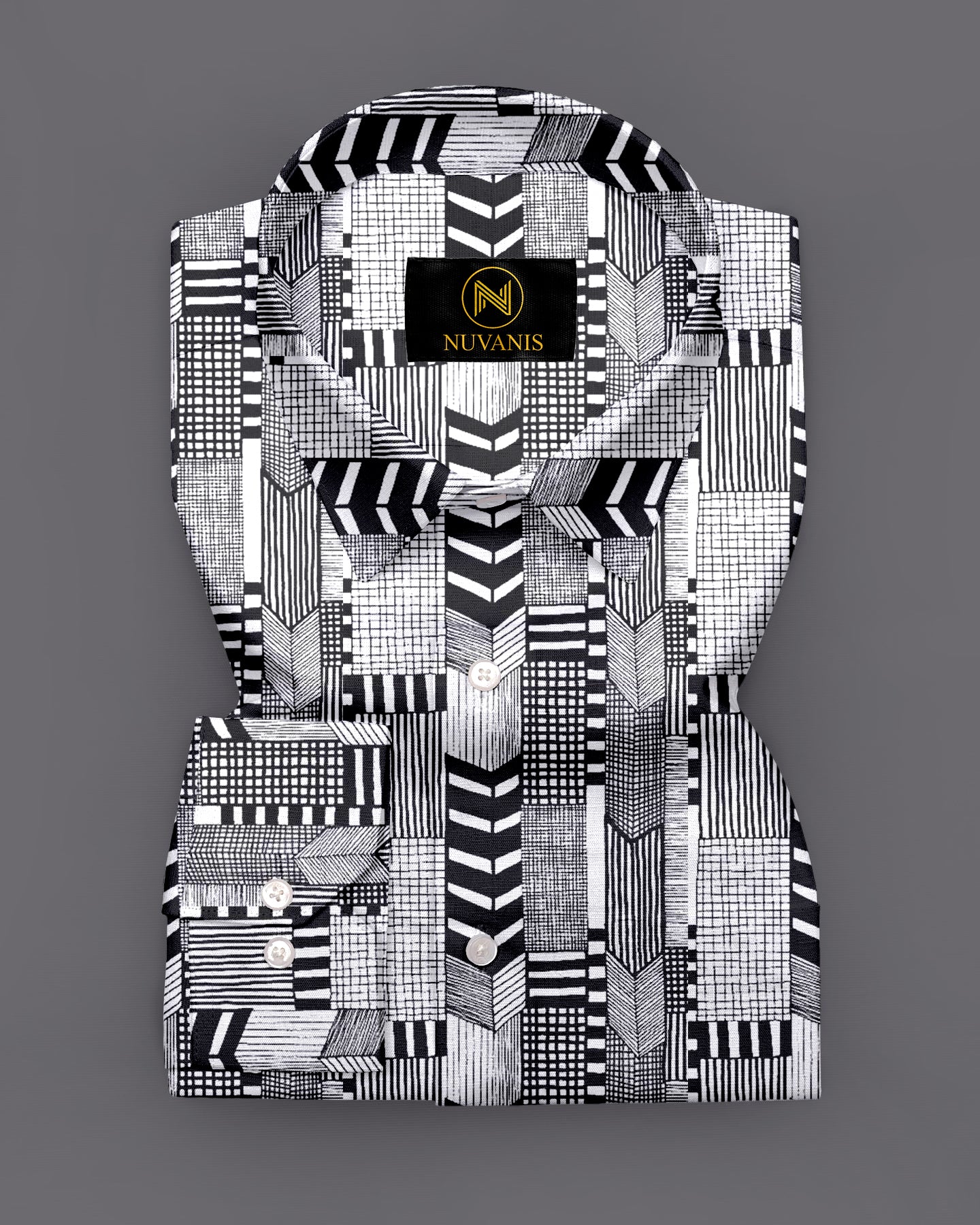 Black Abstract Pattern Printed Full Sleeve Shirt