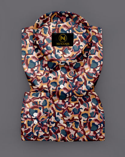 Marron And Grey Printed Full Sleeve Shirt