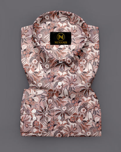 Peach Printed Full Sleeve Shirt