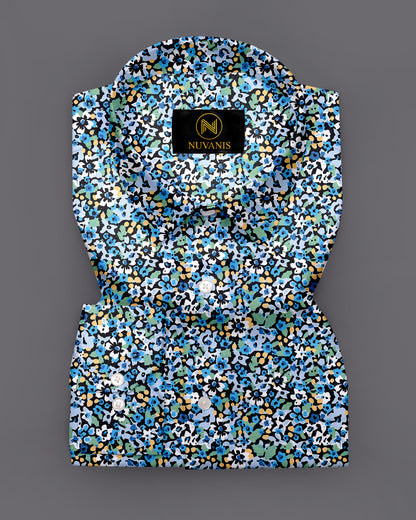 Blue Floral Printed Full Sleeve Shirt
