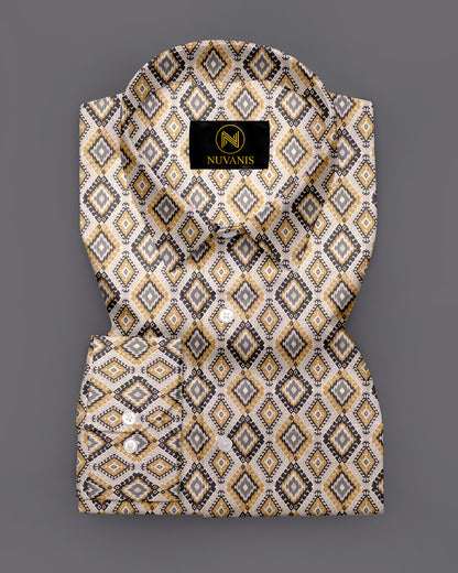 Mustard Ikkat Printed Full Sleeve Shirt