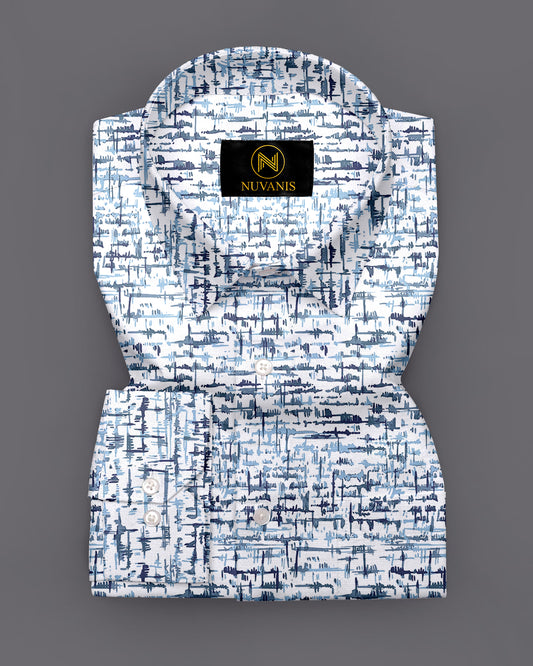 White Zig Zag Printed Full Sleeve Shirt