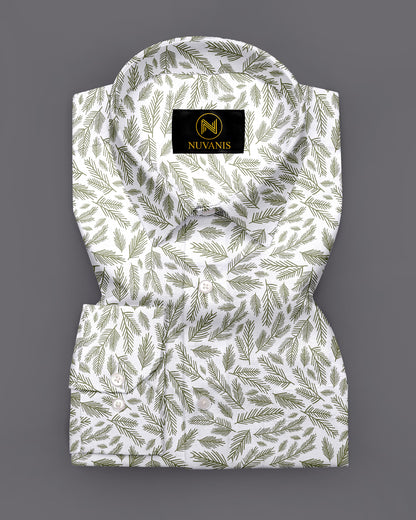 Green Leaf Printed Full Sleeve Shirt