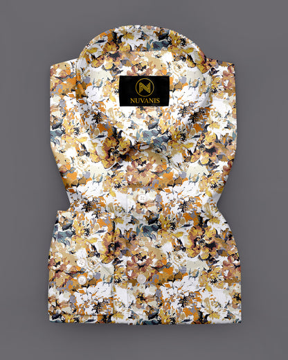 Mustard Flower Printed Full Sleeve Shirt