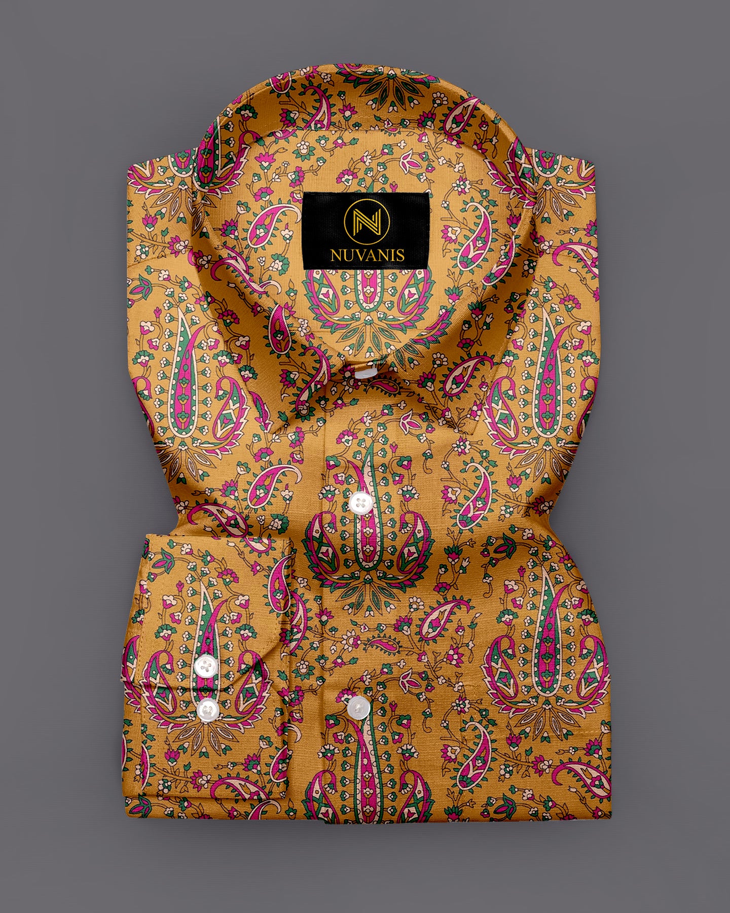 Mustard Paisley Printed Full Sleeve Shirt