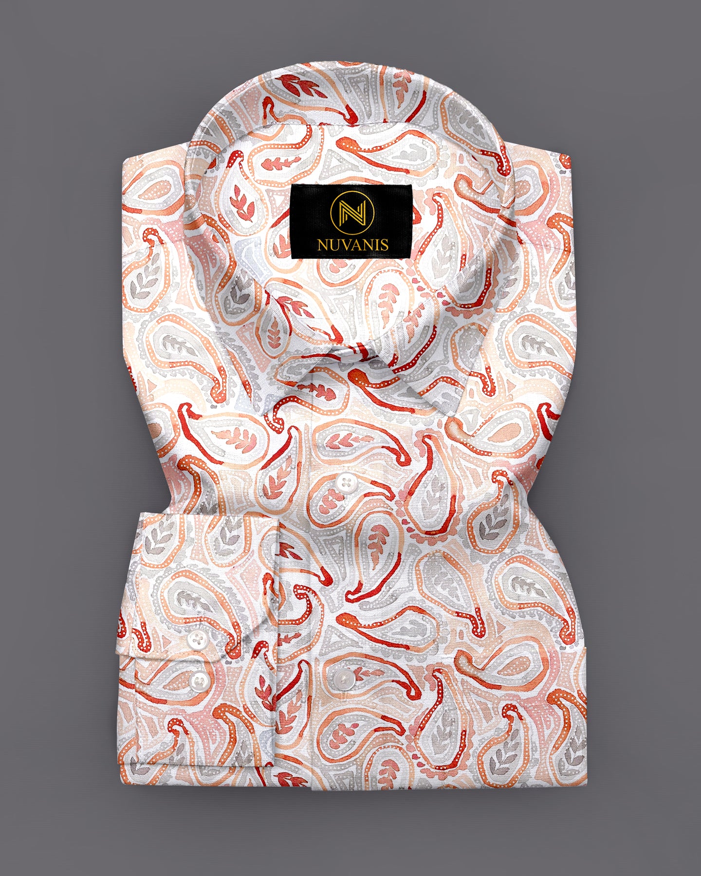 White And Pink Paisley Printed Full Sleeve Shirt