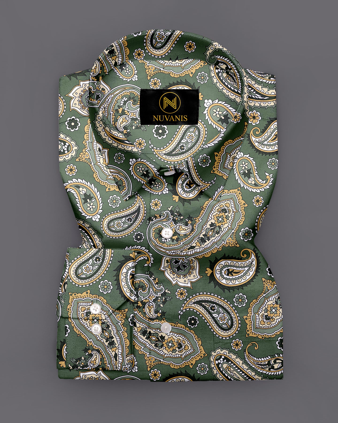 Green Paisley Printed Full Sleeve Shirt