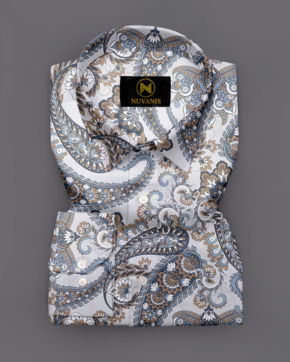 Grey Paisley Printed Full Sleeve Shirt