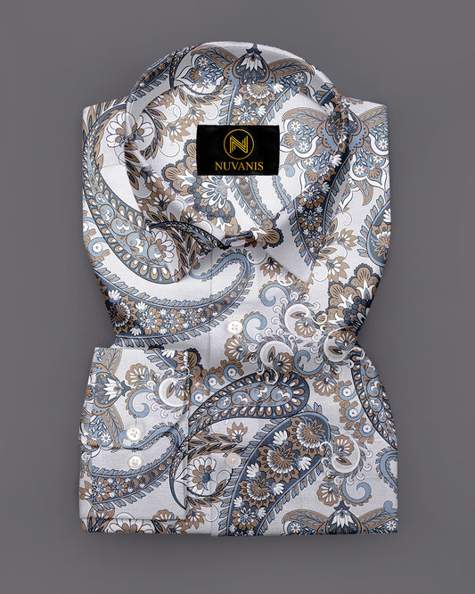 Grey Paisley Printed Full Sleeve Shirt