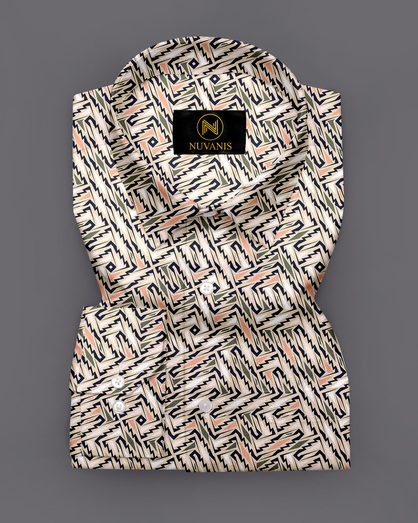 Brown Abstract Printed Full Sleeve Shirt