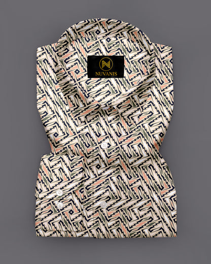 Brown Abstract Printed Full Sleeve Shirt