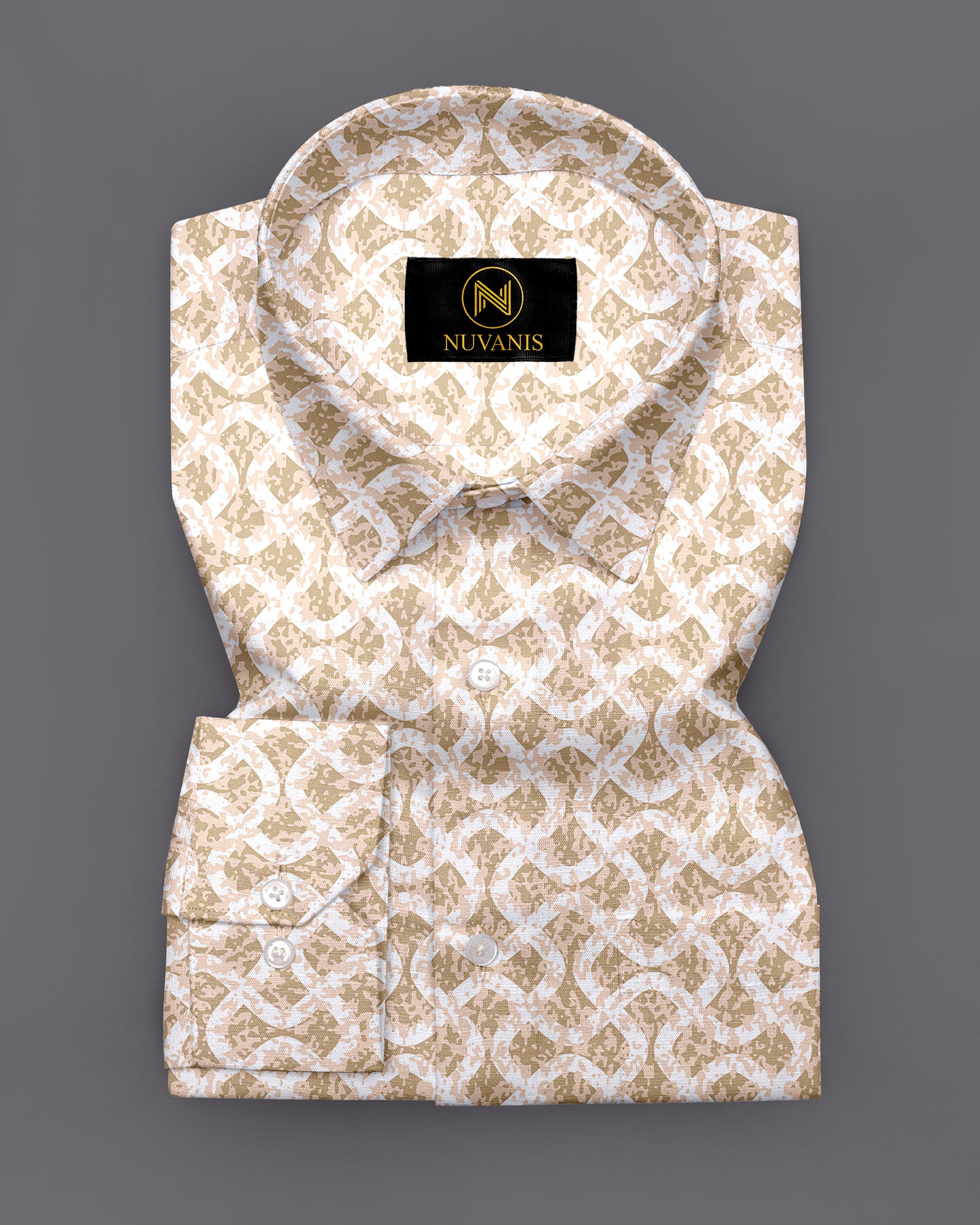 Beige Abstract Printed Full Sleeve Shirt
