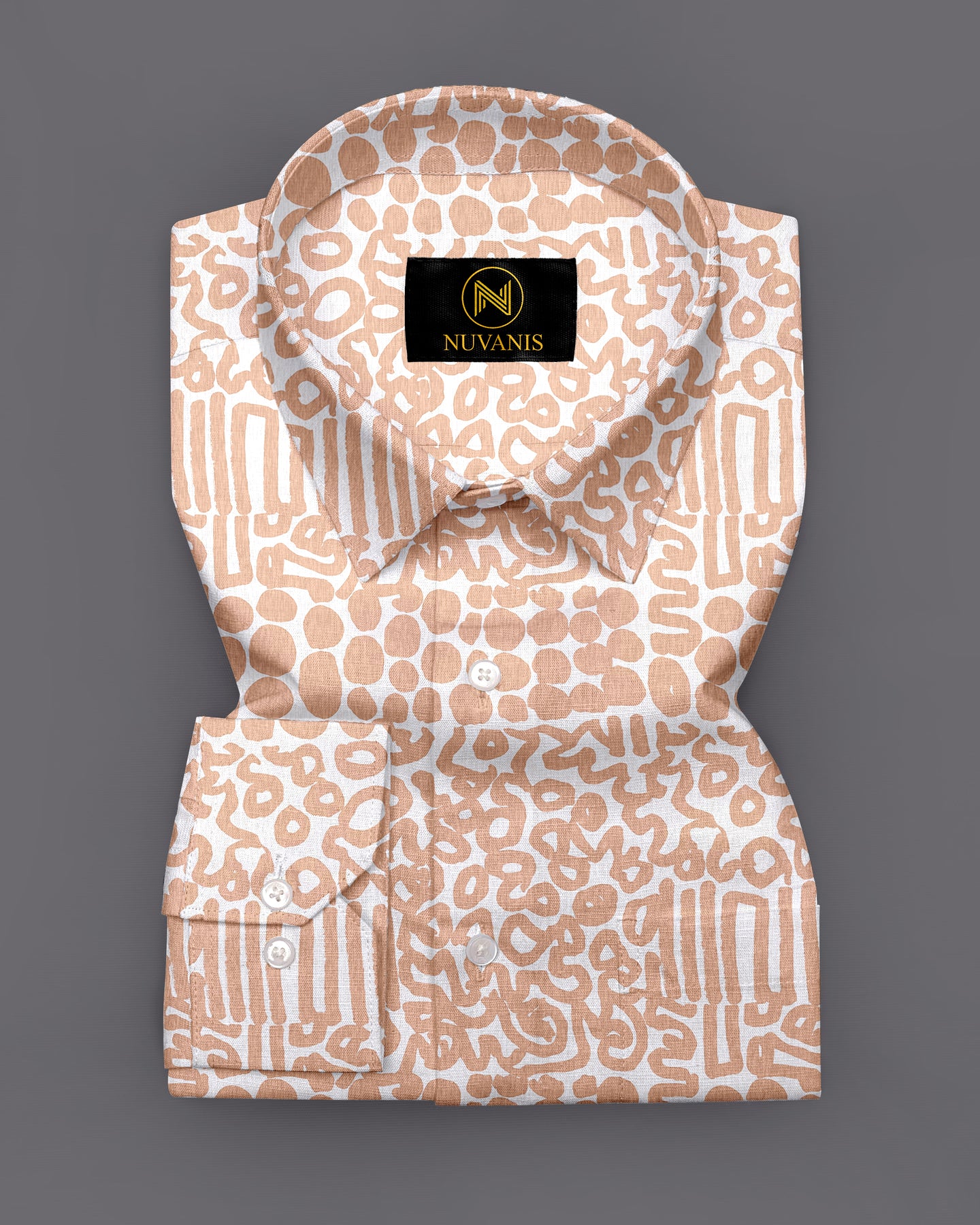 Orange Abstract Printed Full Sleeve Shirt