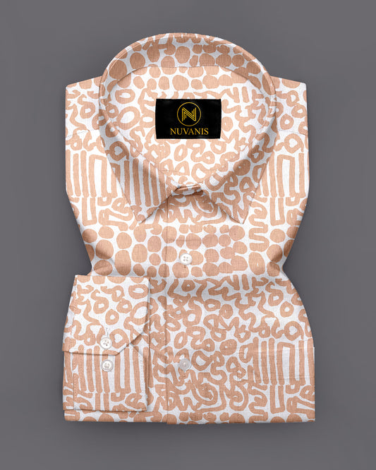 Orange Abstract Printed Full Sleeve Shirt