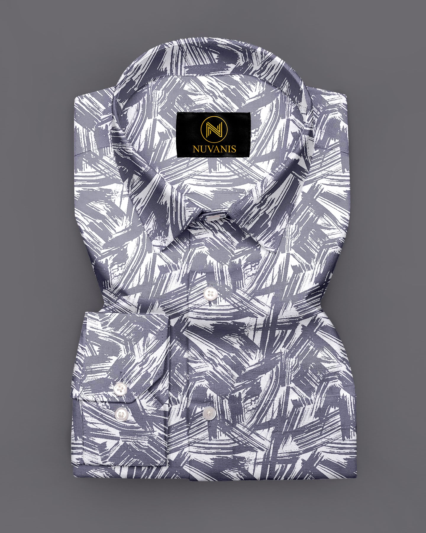 Grey Abstract Printed Full Sleeve Shirt