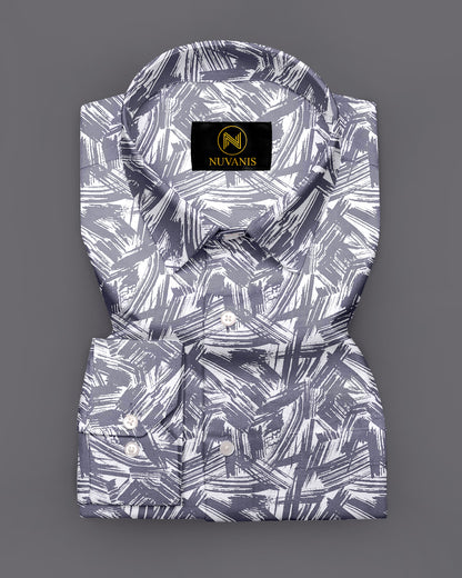 Grey Abstract Printed Full Sleeve Shirt