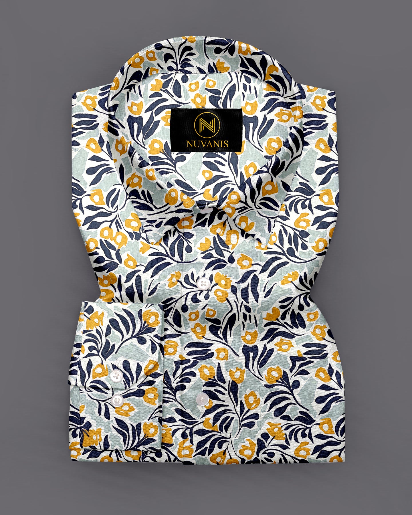 Green Flower Printed Full Sleeve Shirt