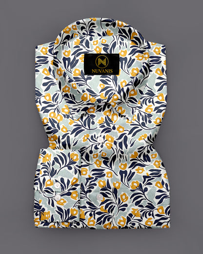 Green Flower Printed Full Sleeve Shirt