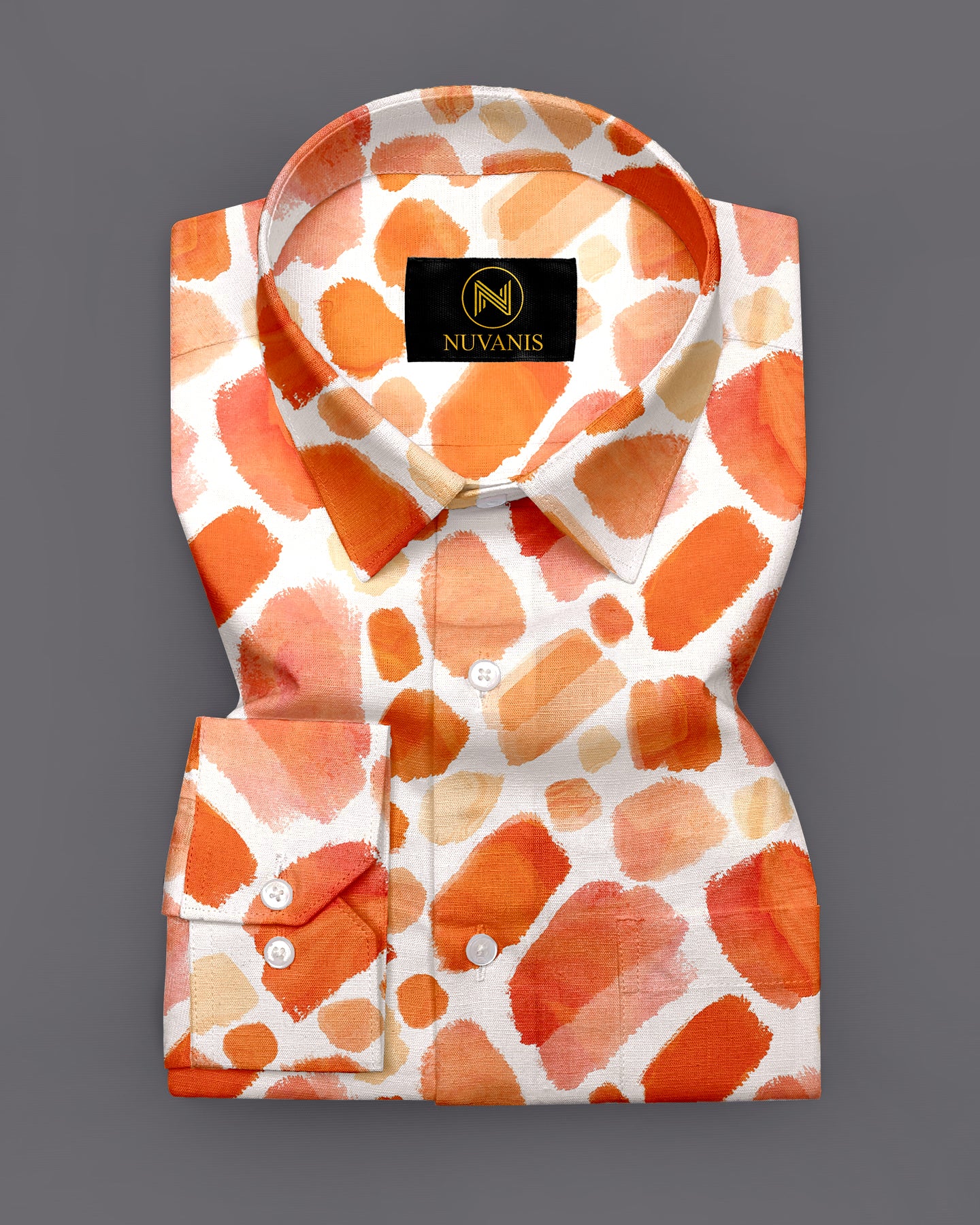 Orange Abstract Printed Full Sleeve Shirt