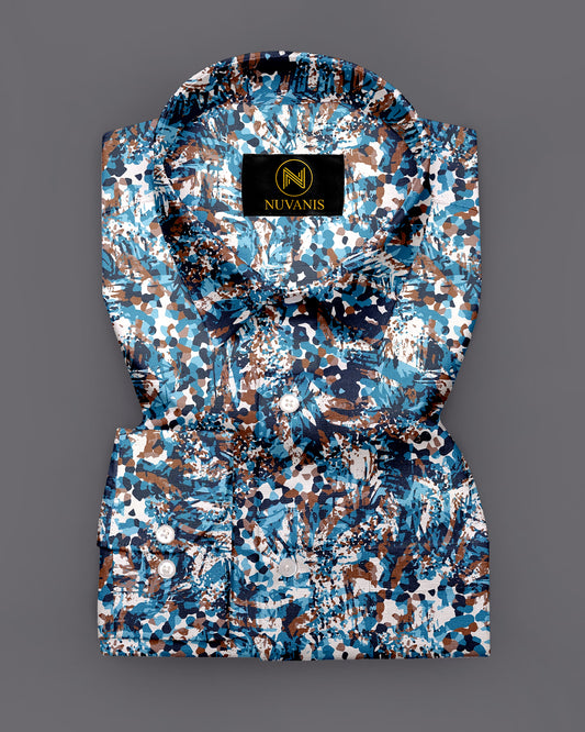 Blue Abstract Printed Full Sleeve Shirt