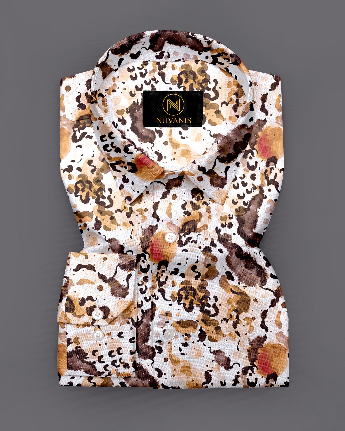 Brown Abstract Printed Full Sleeve Shirt