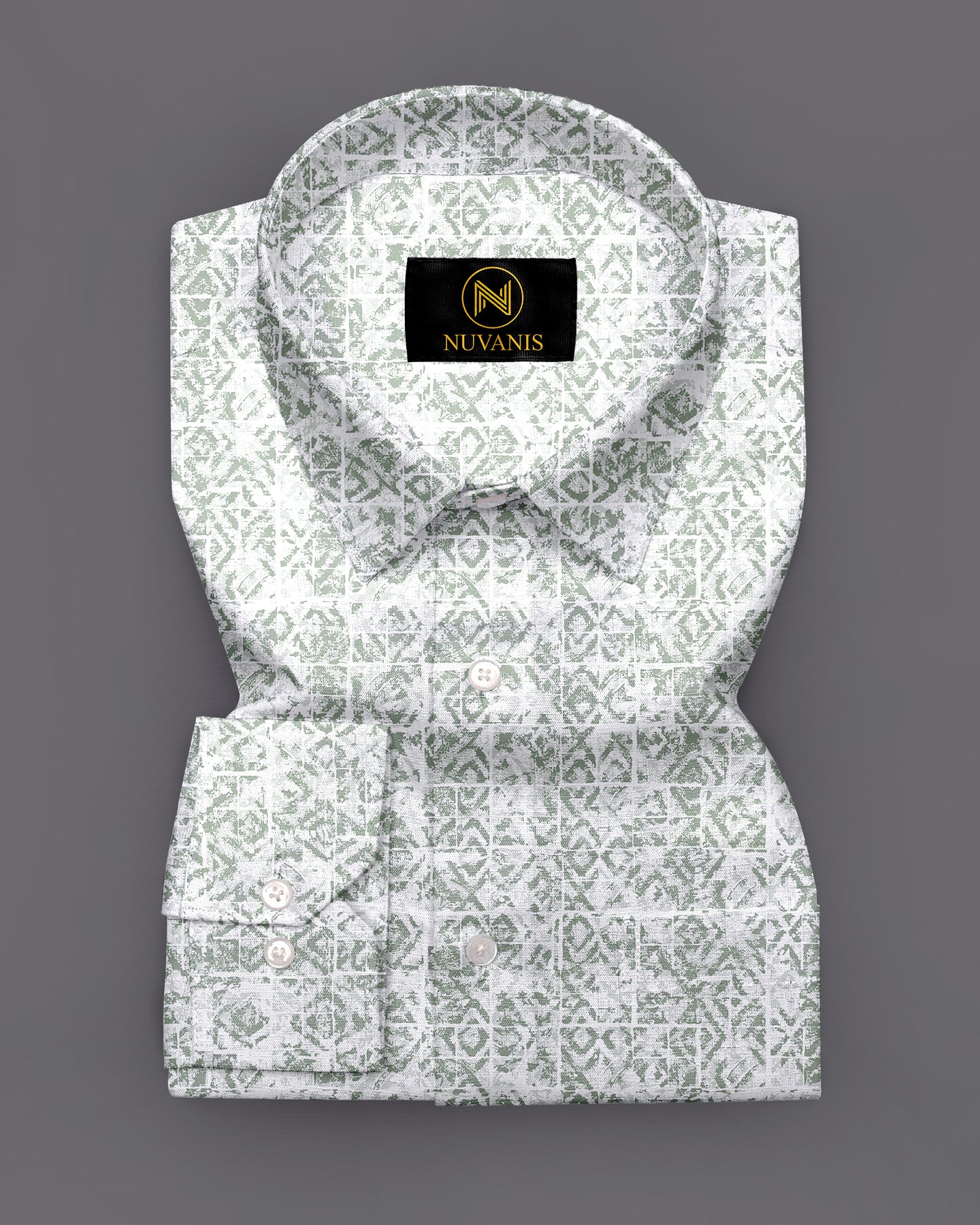 Green Abstract Printed Full Sleeve Shirt