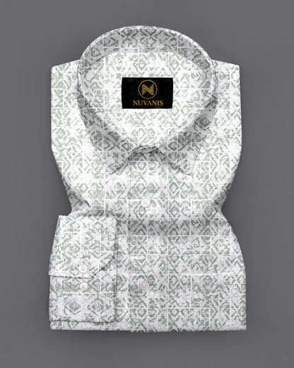 Green Abstract Printed Full Sleeve Shirt