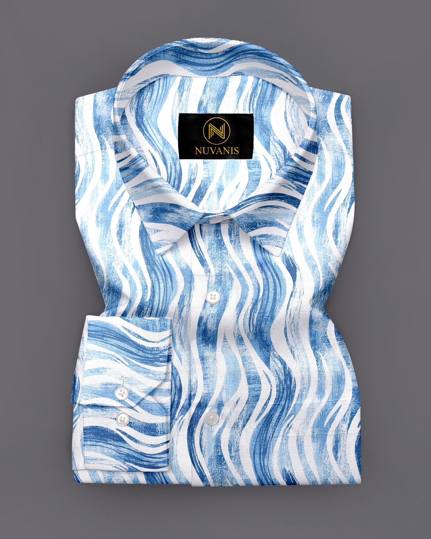 Sky Blue Striped  Printed Full Sleeve Shirt
