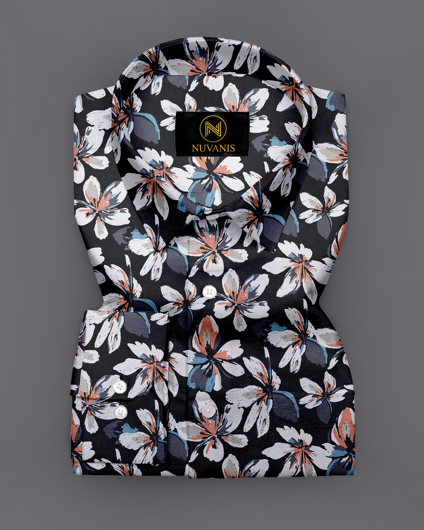 Black Flower  Printed Full Sleeve Shirt