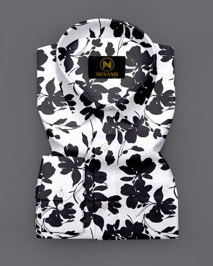 Black Flower Printed Full Sleeve Shirt