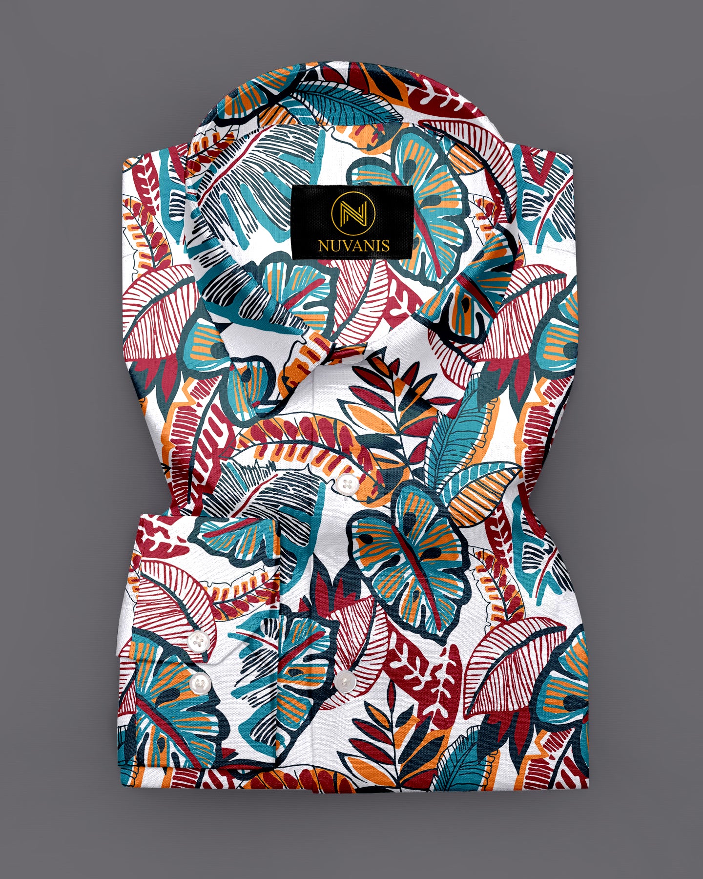 Red And Green Flower Printed Full Sleeve Shirt