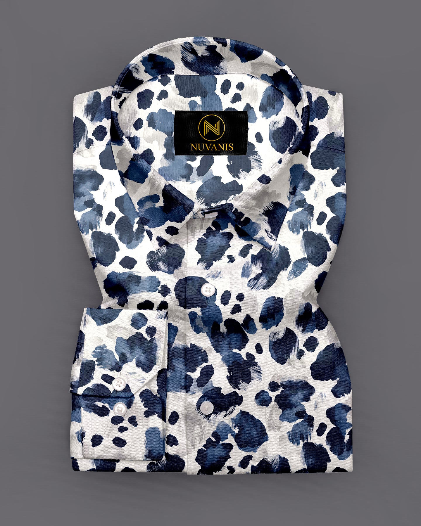 Blue And Grey Printed Full Sleeve Shirt