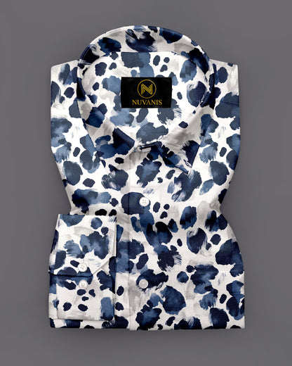 Blue And Grey Printed Full Sleeve Shirt