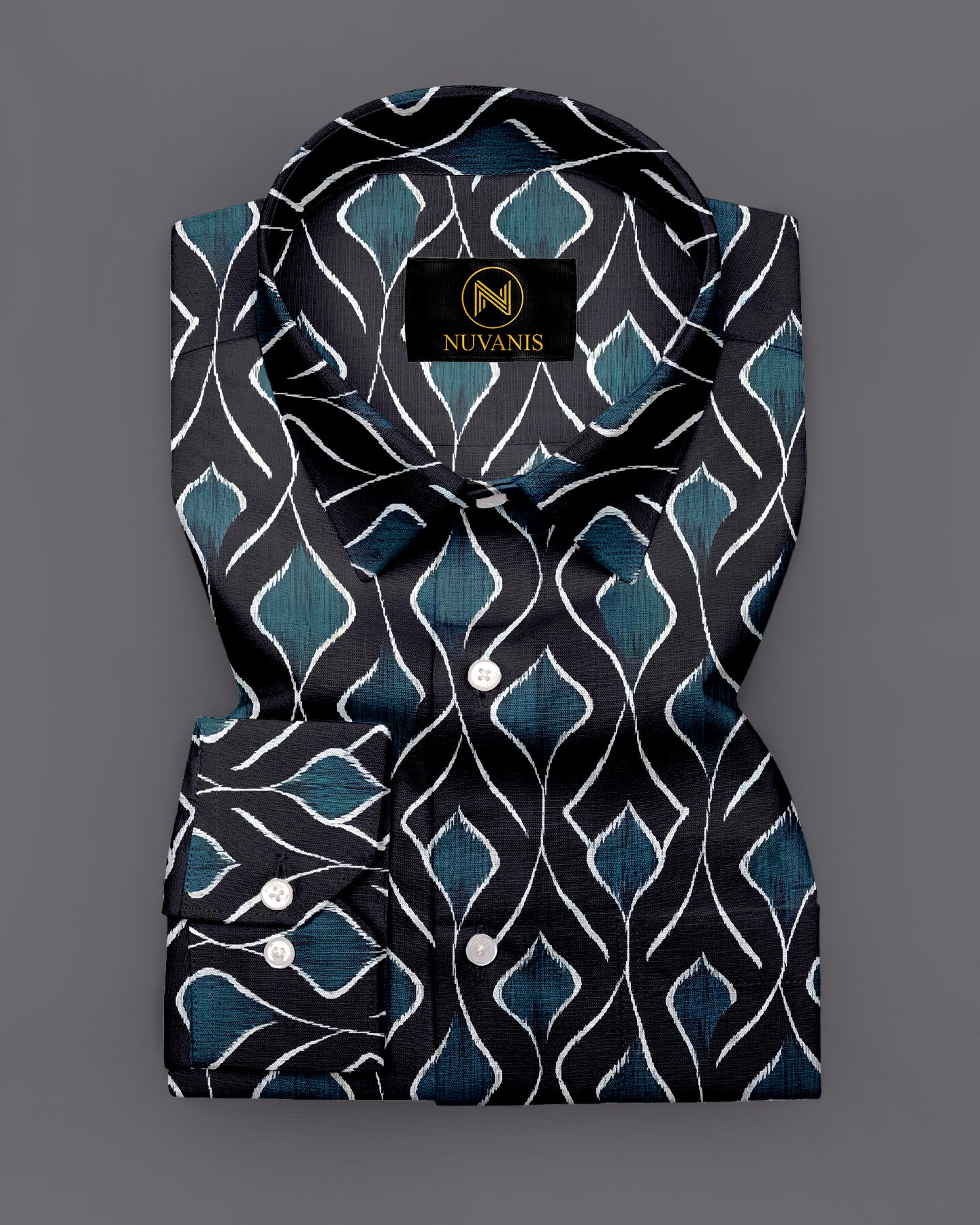 Black Ikkat Printed Full Sleeve Shirt