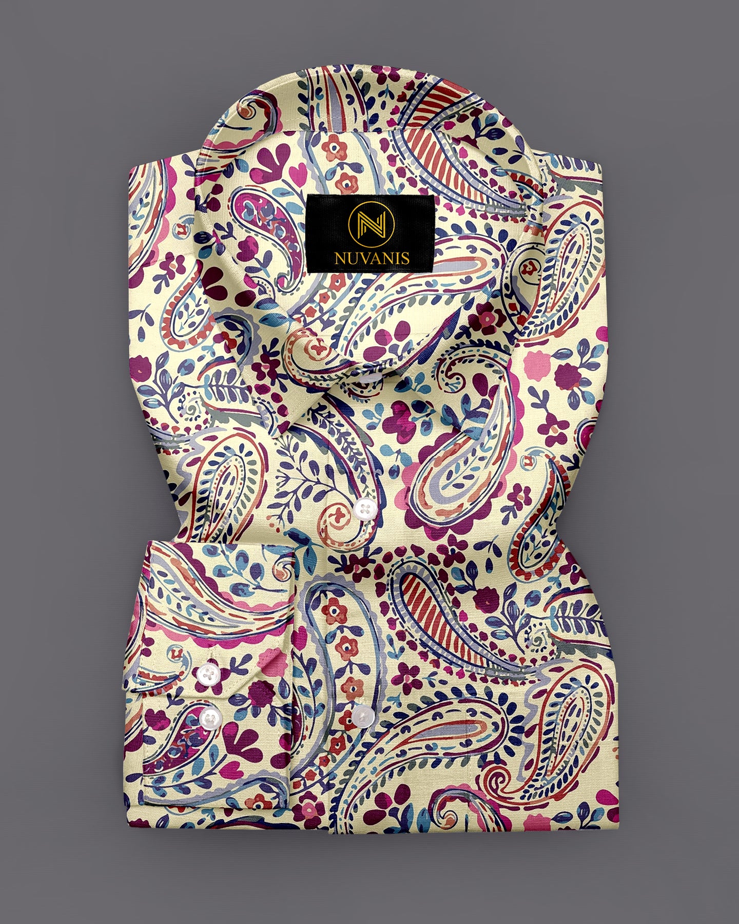 Cream Paisley Printed Full Sleeve Shirt