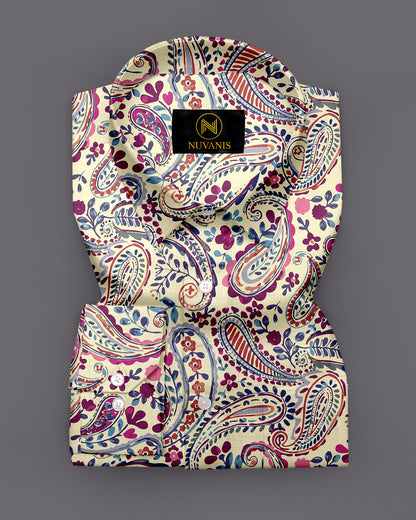 Cream Paisley Printed Full Sleeve Shirt