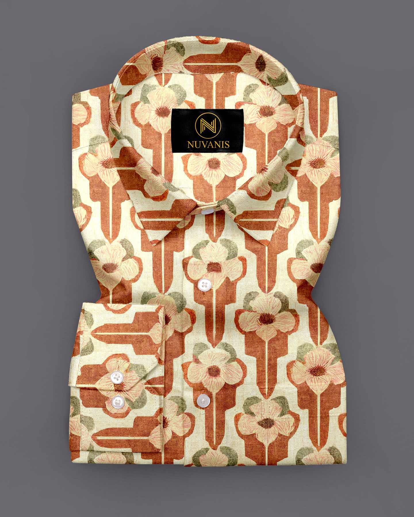 Yellow Flower Printed Full Sleeve Shirt